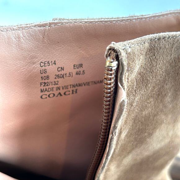 Coach Iona Platform Boots 10 Tan NWOT Suede Ankle Booties Heel Zip Glam Capsule - Picture 12 of 13